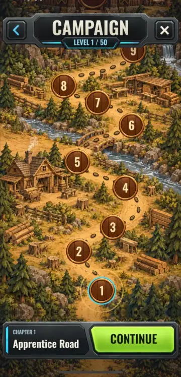 Mapa kampaně s cestou jedním světem